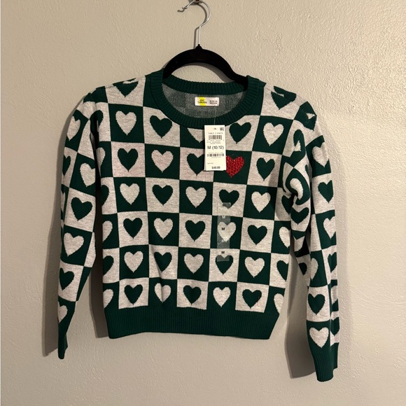 Epic Threads Green and White Heart Cardigan - Picture 1 of 2